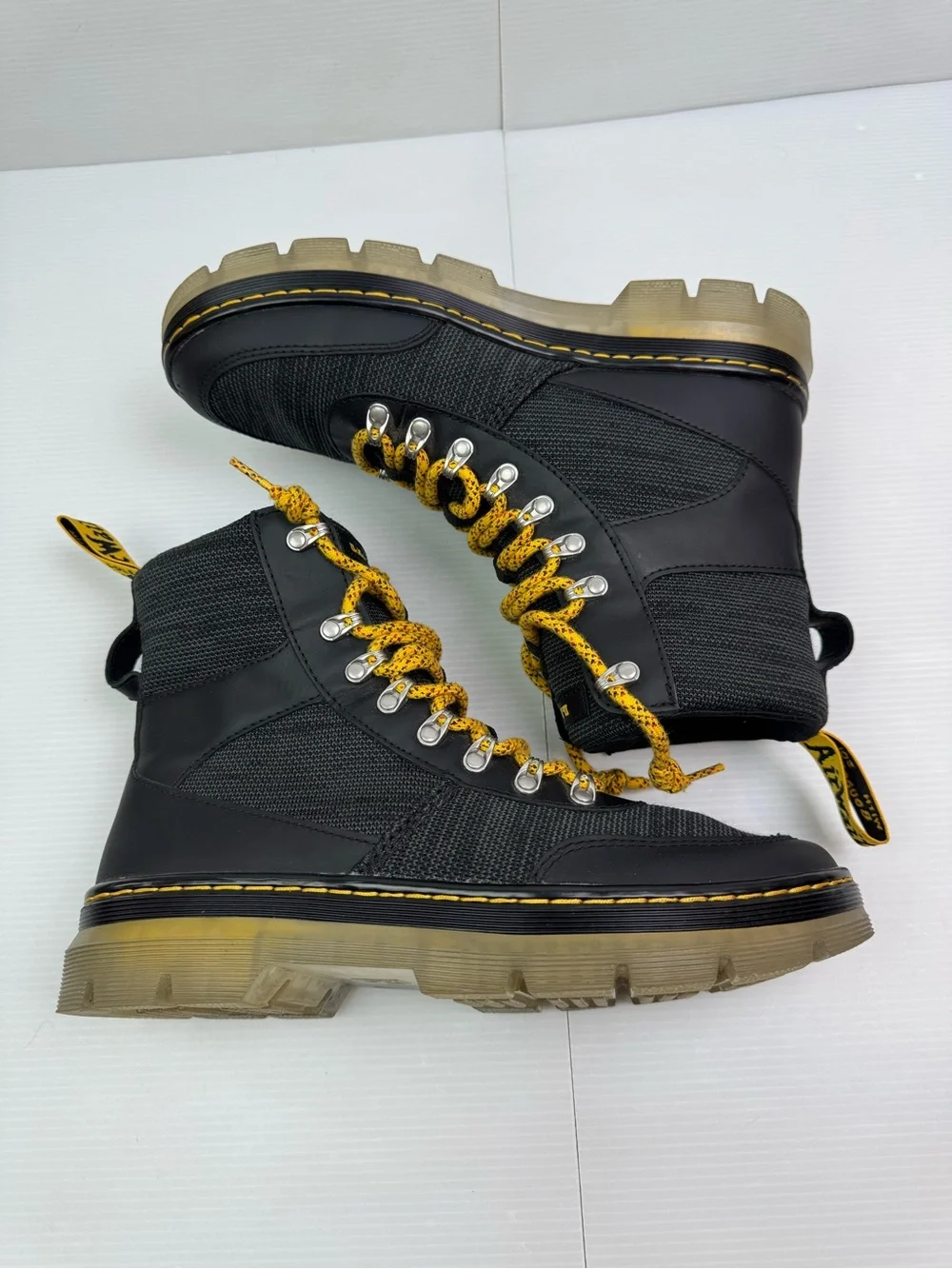 Dr Martens Combs Tech Canvas Boots Unisex US M 10 L 11 Black Combat Chunky Lace